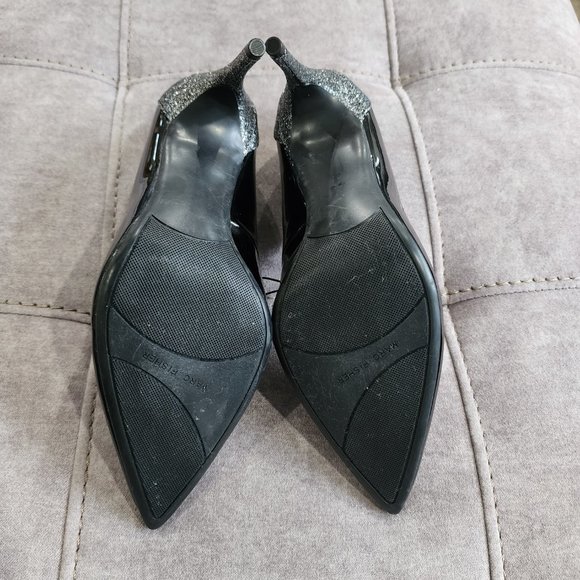 NEW Marc Fisher Black Pointed Toe Glitter Pump Patent Leather Size 9M - Picture 9 of 9